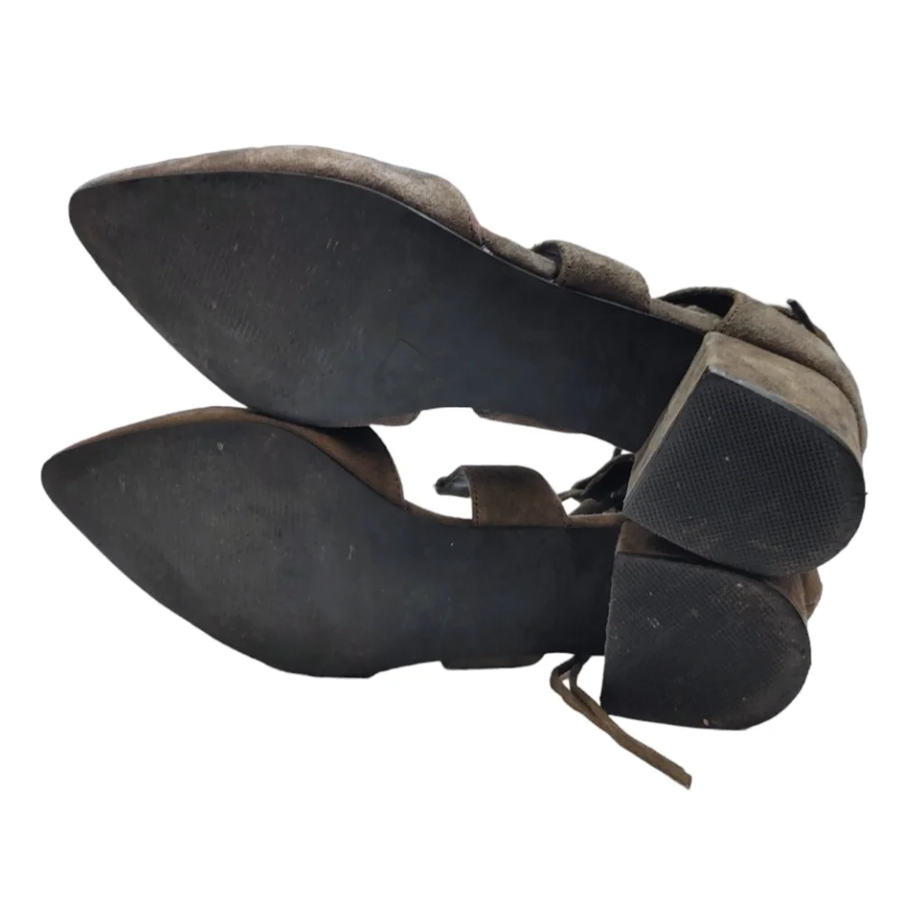 Steve Madden Gray Suede Lace Up Pointed Toe Heels Women's Size 9.5